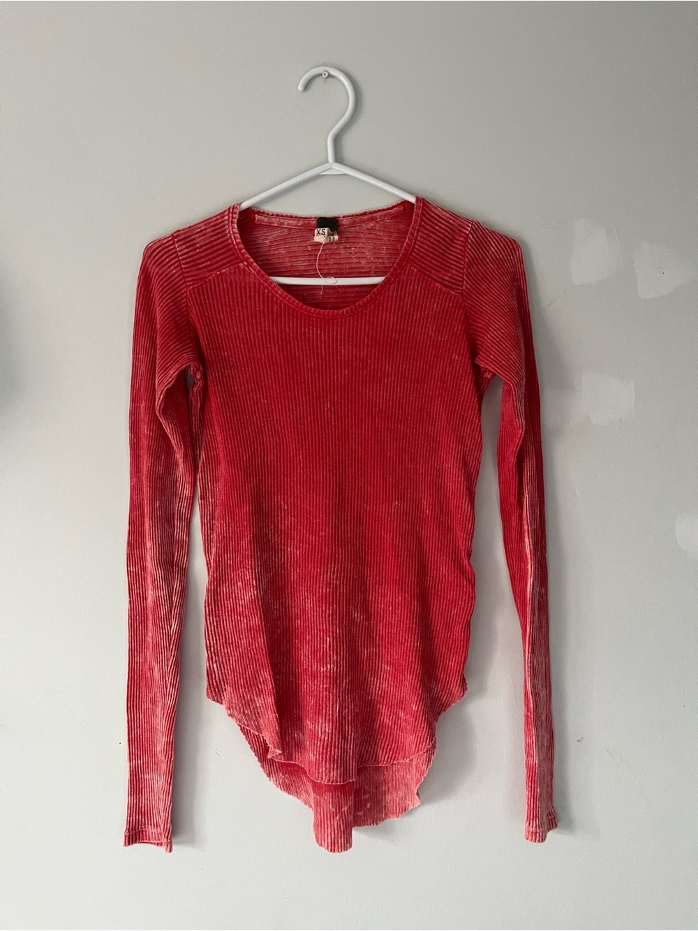 Free People We The Free Ribbed Long Sleeve Top in Red Size XS boho whimsy fall